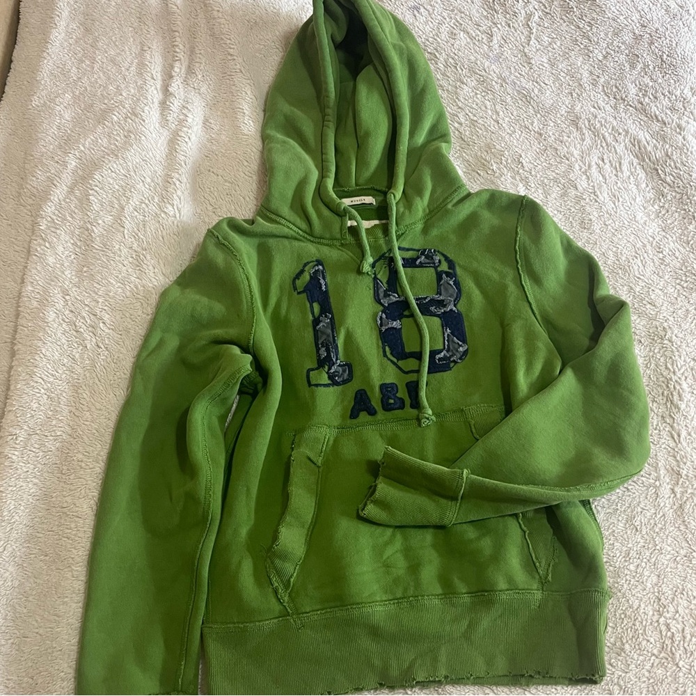 Abercrombie & Fitch Green Hoodie | Distressed A&F 18 Graphic